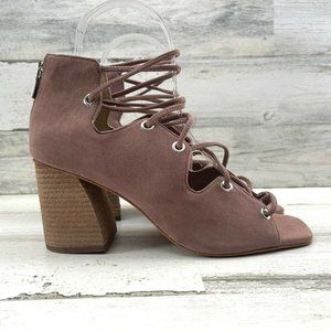 Elegant Suede Lace-Up Block Heel Sandals